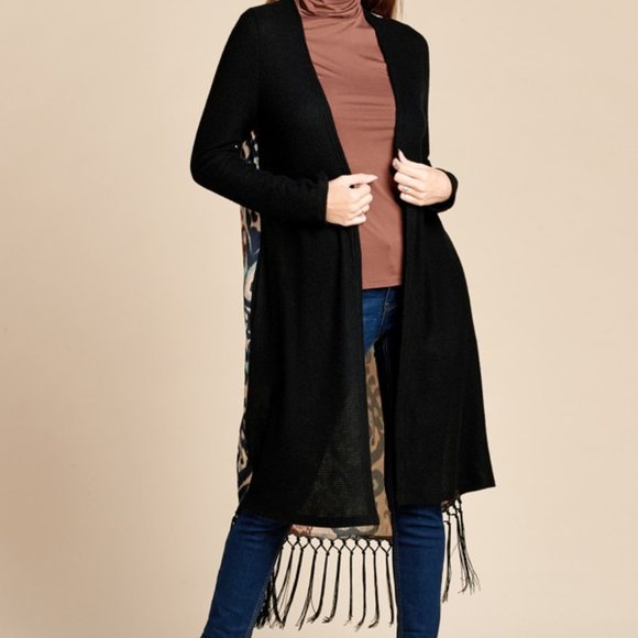 PLUS Size, Solid brushed waffle knit cardigan Duster by Oddi, NWT - Picture 4 of 5